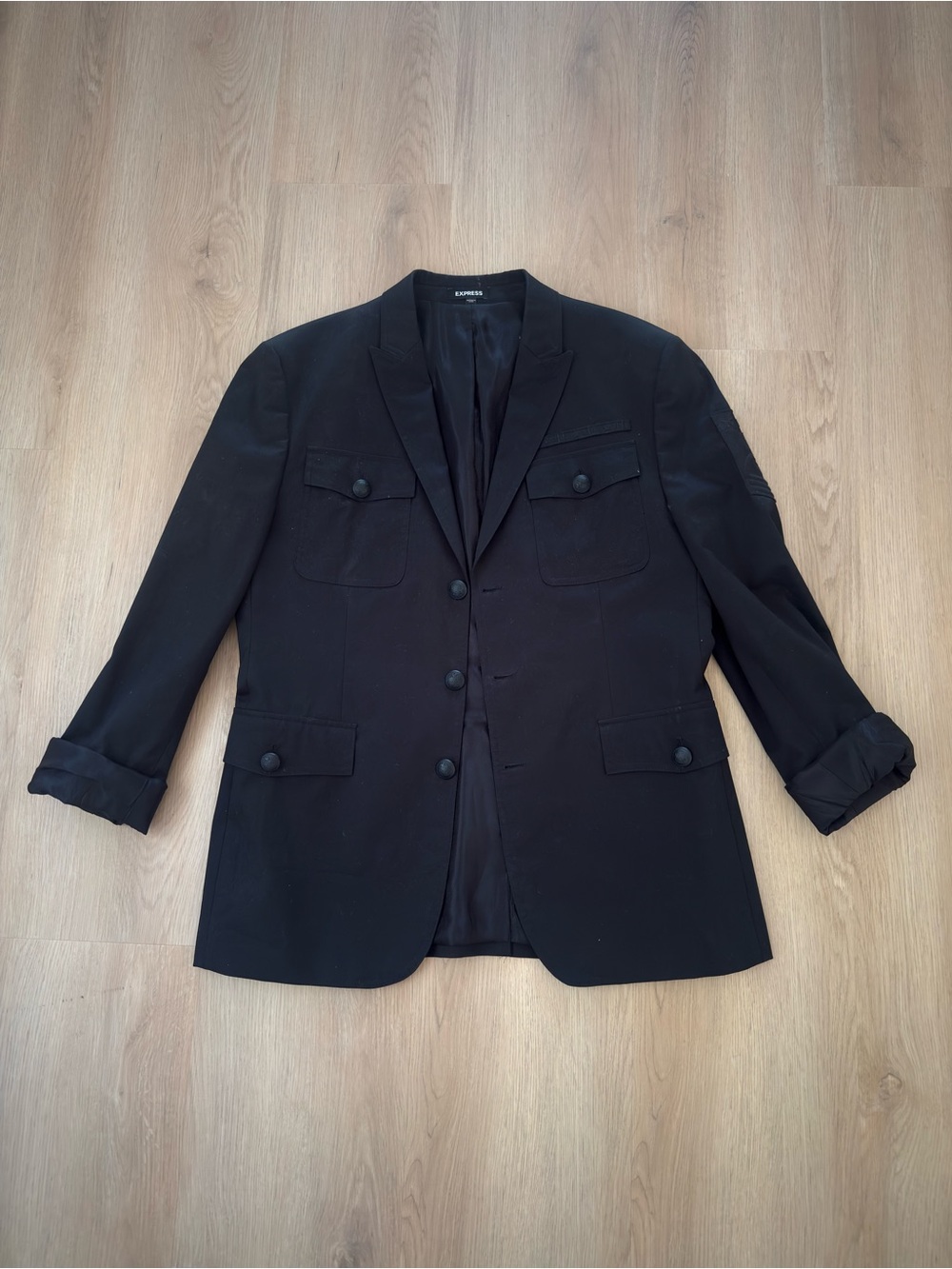 Express Men’s Black Military-Inspired Blazer